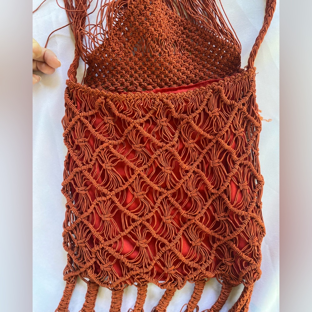 Fringe Crossbody Bag - Dark Red - Picture 8 of 13